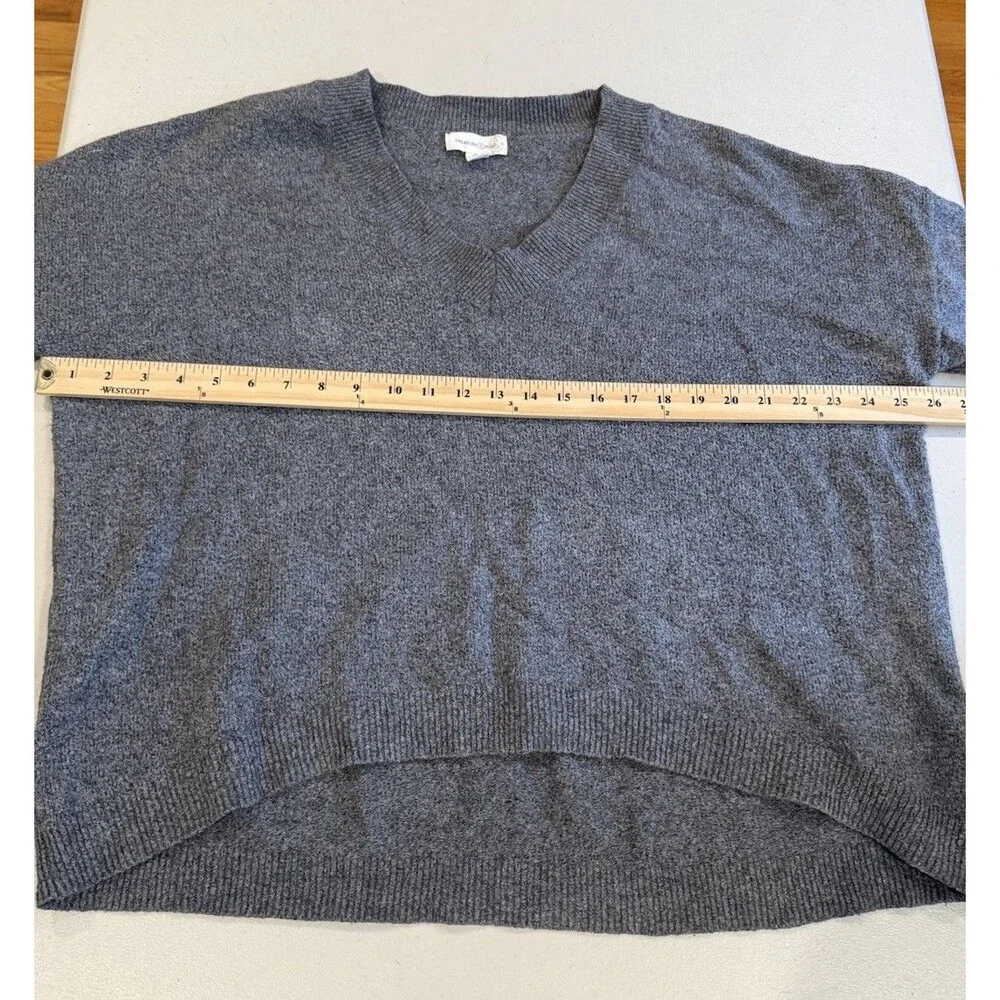 Treasure & Bond Sweater Women Large Grey Cotton Wool Travel Minimal Stretch Knit
